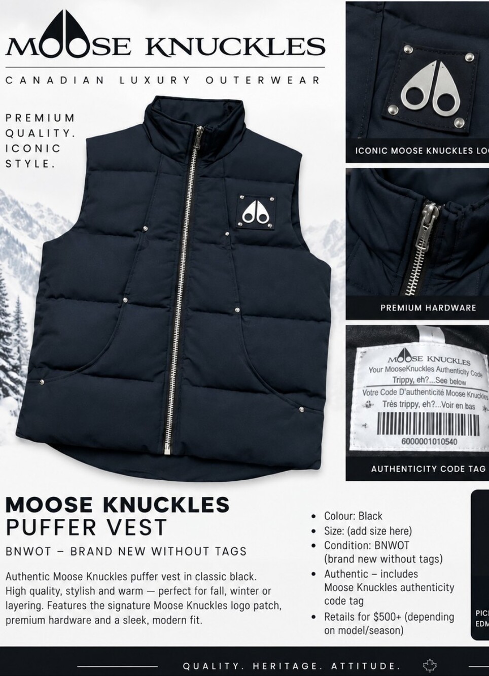moose knuckles vest XL MENS - Picture 2 of 2